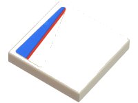 LEGO part Tile 2 x 2 con Patrón Línea Roja sobre Azul y Blanco Lado Derecho Modelo (Calcomanía) - Set 8125 3068pb0448R