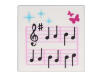 LEGO part Tile 2 x 2 with Music Notes and Butterflies Pattern 3068pb0589
