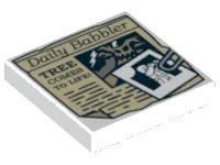 LEGO onderdeel Tile 2 x 2 with Paper Clip, Minifigure Image and Daily Babbler 'TREE COMES TO LIFE' Newspaper Article Pattern (3068pb0675)