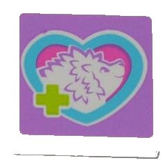 LEGO part Tile 2 x 2 with Lime Cross and Hedgehog in Medium Azure Heart Pattern (Sticker) - Set 3188 (3068pb0753)