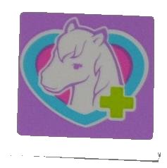 LEGO part Tile 2 x 2 with Lime Cross and Horse Head in Medium Azure Heart Pattern (Sticker) - Set 3188 (3068pb0756)