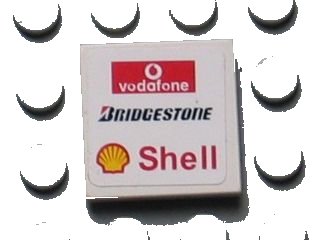 LEGO part Tile 2 x 2 with Vodafone (Wide), Bridgestone and Shell Logos Pattern (Sticker) - Set 8654 (3068pb0810)