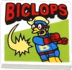 LEGO onderdeel Tile 2 x 2 with Red 'BICLOPS' Pattern (3068pb0844)