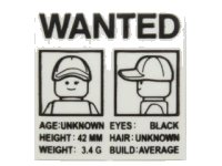 LEGO onderdeel Tile 2 x 2 with 'WANTED' Minifigure Front and Side Mugshots Poster Pattern 3068pb0903