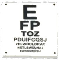 LEGO part Tile 2 x 2 with Eye Chart Pattern 3068pb0923