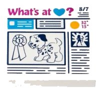 LEGO part Piastrella 2 x 2 con Motivo Nastro Premio, Cane e 'What's at Heart?' Giornale 3068pb0933