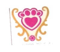 LEGO part Tile 2 x 2 with Magenta Jewel and Paw Print with Heart and Gold Decorations Pattern 3068pb0980
