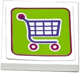 LEGO onderdeel Tile 2 x 2 with Shopping Cart / Trolley on Lime Background Pattern (Sticker) - Set 41118 (3068pb1012)