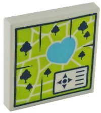 LEGO part Tile 2 x 2 with Map Heartlake Park Pattern 3068pb1135