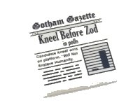 LEGO part Tile 2 x 2 with Newspaper 'Gotham Gazette Kneel Before Zod in Polls' Pattern 3068pb1138