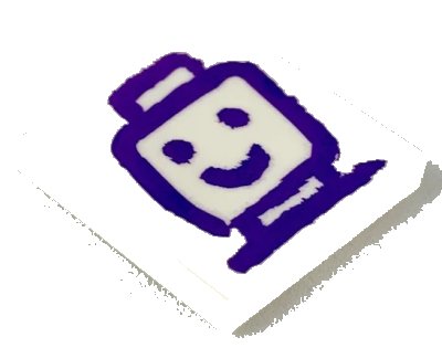 LEGO onderdeel Tile 2 x 2 with Dark Purple Drawing of Minifigure Head and Shoulders Pattern (3068pb1208)