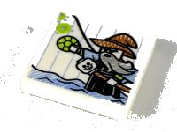 LEGO part Tile 2 x 2 with Child's Drawing, Man Standing in Water with Jewel and Skull Staff Pattern 3068pb1234