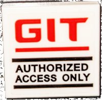 LEGO part Fliese 2 x 2 mit rotem 'GIT' und schwarzem 'AUTHORIZED ACCESS ONLY'-Muster (Aufkleber) - Set 70631 3068pb1328