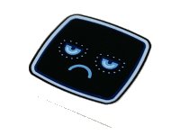 LEGO part Tile 2 x 2 with Black TV Screen, Bright Light Blue Eyes and Frown Pattern 3068pb1400