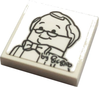 LEGO onderdeel Tile 2 x 2 with Lloyd Morrisett and 'by BIG BIRD' Pattern (Sticker) - Set 21324 (3068pb1472)