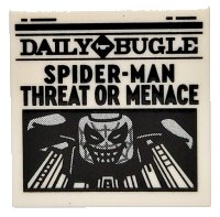 LEGO part Tile 2 x 2 with Newspaper 'DAILY BUGLE' and 'SPIDER-MAN THREAT OR MENACE' Pattern 3068pb1722