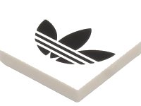 LEGO part Tile 2 x 2 with Black Adidas Trefoil Logo Pattern 3068pb1752