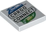 LEGO onderdeel Tile 2 x 2 with 'CARGO CONNECT', Airplane, and Truck Pattern (3068pb1857)