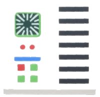 LEGO part Tile 2 x 2 with Computer Panel with Dark Green Screen and Bright Green, Red, Blue and Black Lights, Buttons, and Grille Lines Pattern 3068pb2031