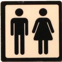 LEGO part Tile 2 x 2 with Black Man and Woman Silhouettes (Unisex Restroom) Pattern (Sticker) - Set 60216 3068pb2104