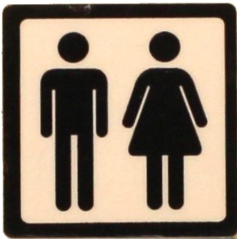 LEGO onderdeel Tile 2 x 2 with Black Man and Woman Silhouettes (Unisex Restroom) Pattern (Sticker) - Set 60216 (3068pb2104)