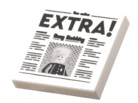 LEGO part Baldosa 2 x 2 with Newspaper with Black 'EXTRA!' and Policeman Minifigure with Cap Pattern 3068pb2122