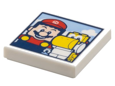 LEGO onderdeel Tile 2 x 2 with Photo of Super Mario and Yellow Yoshi Pattern (3068pb2283)