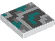 LEGO part Tile 2 x 2 with Pixelated Dark Bluish Gray, Dark Turquoise and Light Bluish Gray Shapes and Squares Pattern (Minecraft Terracotta Tiles) 3068pb2328