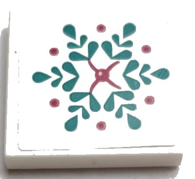 LEGO onderdeel Tile 2 x 2 with Cushion with Dark Turquoise Leaves, Magenta Dots and Button Pattern (Sticker) - Set 41167 (3068pb2344)
