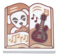 LEGO part Piastrella 2 x 2 con Libro Aperto con Cane Bianco, Chitarra Rosso Scuro e Note Musicali Marrone Medio (Animal Crossing K.K. Slider) 3068pb2361