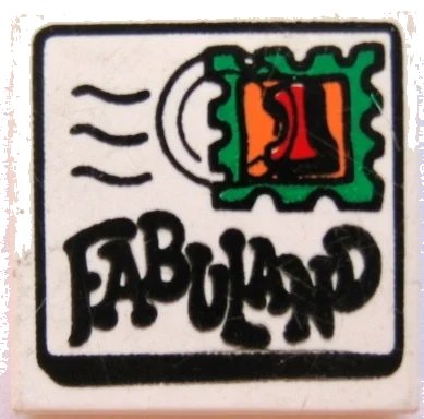 LEGO onderdeel Tile 2 x 2 with Fabuland Mail Envelope, Text and '1' Stamp Pattern (3068pb2401)