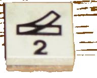 LEGO part Tile 2 x 2 with Black Train Track Switch Point Left and Number 2 Pattern 3068pb2441