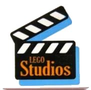 LEGO onderdeel Tile 2 x 2 with Orange 'LEGO Studios' on Black Film Slate Pattern (3068px6)