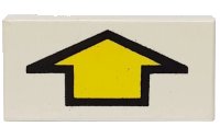 LEGO onderdeel Tile 1 x 2 with Arrow Short Yellow with Black Border Pattern 3069p13