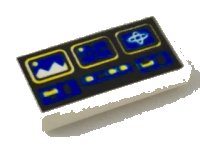 LEGO part Tile 1 x 2 with Blue and Yellow Controls Pattern (Ice Planet) 3069p61