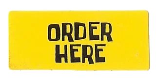 LEGO onderdeel Tile 1 x 2 with Black 'ORDER HERE' on Yellow Background Pattern (Sticker) - Set 3825 (3069pb0022)