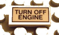 LEGO part Tile 1 x 2 with 'TURN OFF ENGINE' Pattern (Sticker) - Set 5540 3069pb0070