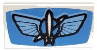 LEGO part Tile 1 x 2 with Planet with Wings and Rocket Pattern 3069pb0113