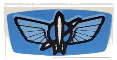 LEGO onderdeel Tile 1 x 2 with Planet with Wings and Rocket Pattern (3069pb0113)