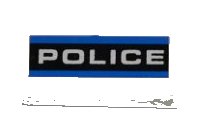 LEGO part Baldosa 1 x 2 with Blue Stripes and White 'POLICE' on Black Background Pattern (Sticker) - Set 8197 3069pb0190