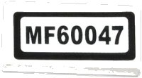 LEGO part Tile 1 x 2 with 'MF60047' Pattern (Sticker) - Set 60047 3069pb0341