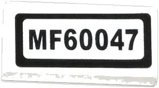 LEGO onderdeel Tile 1 x 2 with 'MF60047' Pattern (Sticker) - Set 60047 (3069pb0341)
