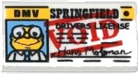 LEGO onderdeel Tegel 1 x 2 met Simpsons Hans Moelman 'SPRINGFIELD DRIVERS LICENSE' met Rood 'VOID' Patroon 3069pb0377