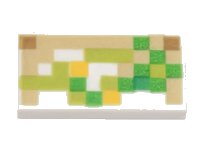 LEGO onderdeel Tile 1 x 2 with Pixelated Green, Lime, Tan and Yellow Pattern (Minecraft Iron Golem) 3069pb0487