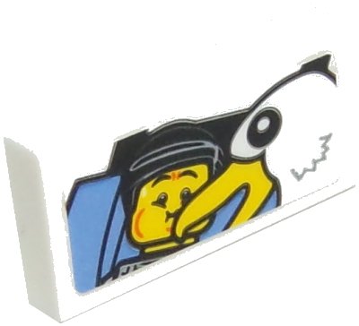 LEGO onderdeel Tile 1 x 2 with Queasy Rider Photo and Photobombing Seagull Pattern (Sticker) - Set 10261 (3069pb0642)