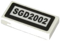 LEGO onderdeel Tile 1 x 2 with 'SGD2002' Pattern (Sticker) - Set 60265 3069pb0796
