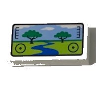 LEGO part Tile 1 x 2 with Viewfinder Screen Image of Safari Park with 2 Trees and River Pattern (3069pb0958)