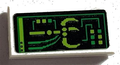 LEGO onderdeel Tile 1 x 2 with Black Screen with Bright Green and Lime Grabber Controls Pattern (Sticker) - Set 70631 (3069pb0962)
