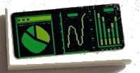 LEGO part Tile 1 x 2 with Black Screen with Bright Green and Lime Pie Chart and Graphs Pattern (Sticker) - Set 70631 3069pb0963