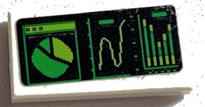 LEGO onderdeel Tile 1 x 2 with Black Screen with Bright Green and Lime Pie Chart and Graphs Pattern (Sticker) - Set 70631 (3069pb0963)